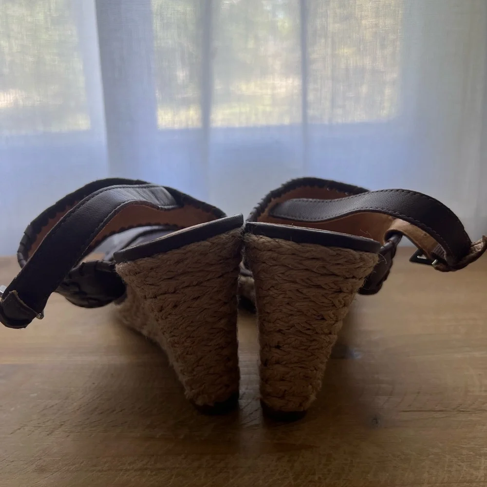 Jack Rogers Vanessa Raffia Heeled Espadrille In Brown Size 6.5 New